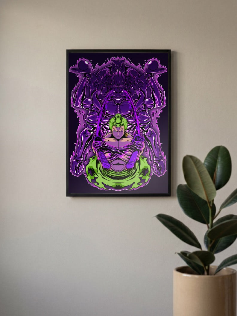 Zoro Demon Lord Throne Anime Poster