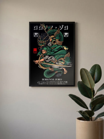 Zoro Dragon Tattoo Art Anime Poster