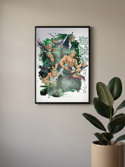 Zoro Pirate Hunter Poses Anime Poster