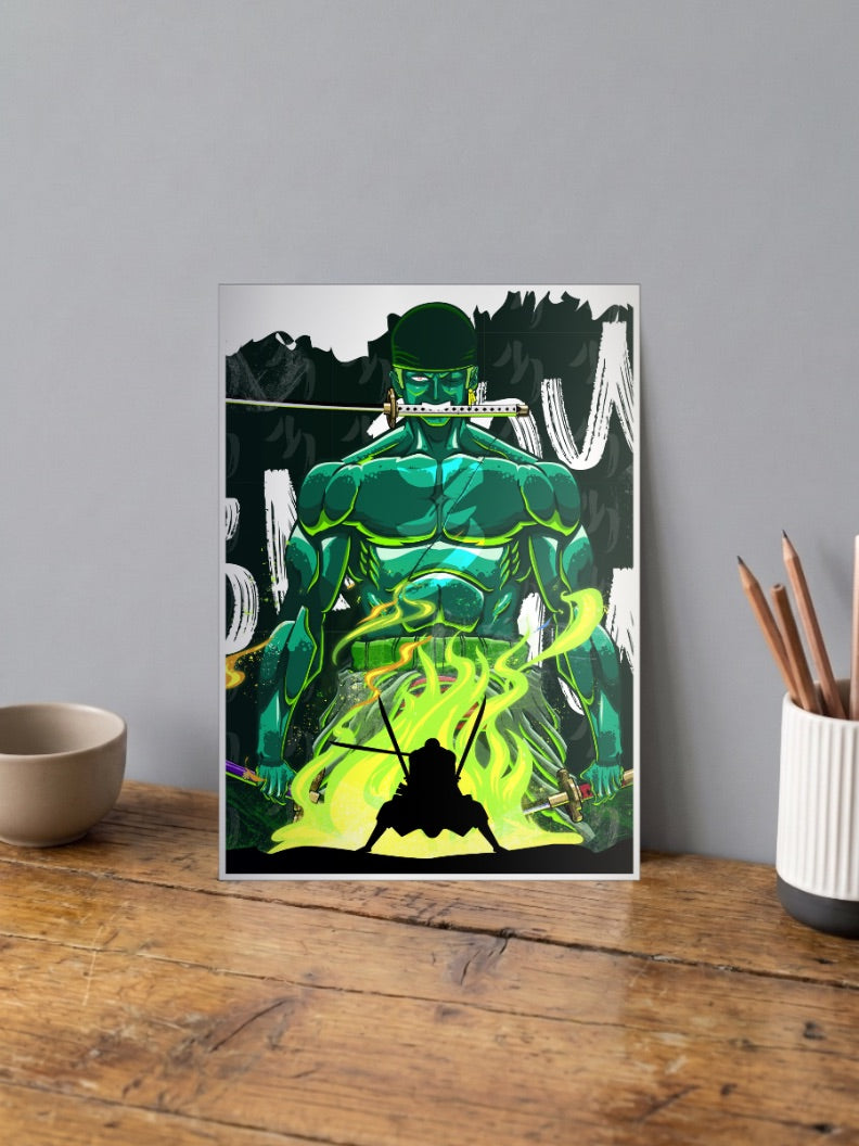 Zoro Sword Mouth Fire Art Anime Poster