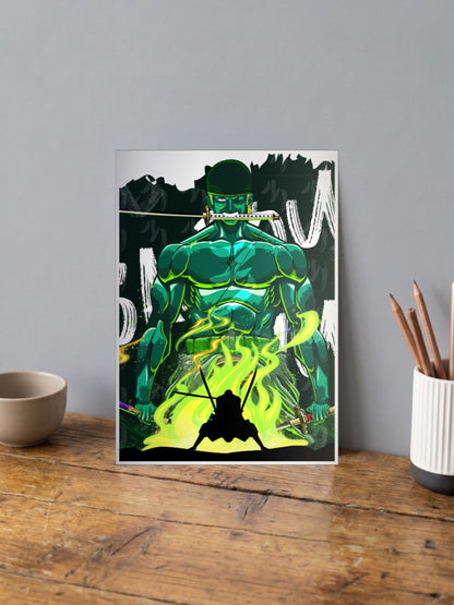 Zoro Sword Mouth Fire Art Anime Poster