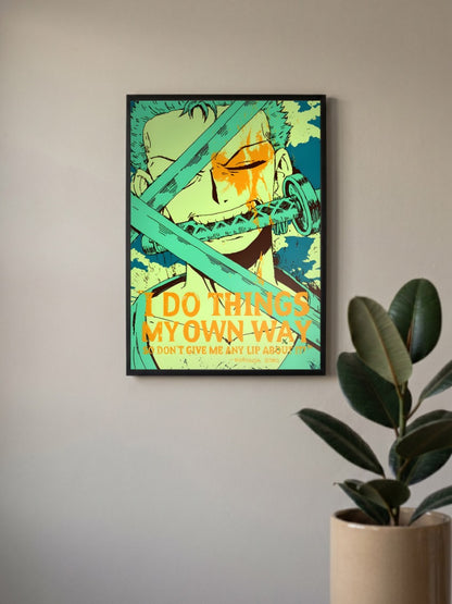 Zoro Own Way Quote Art Anime Poster