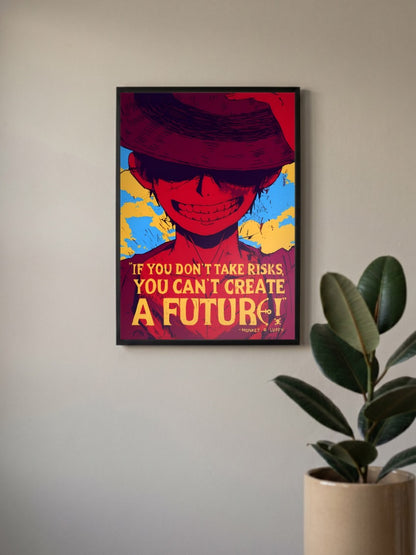 Luffy Risks Quote Silhouette Anime Poster