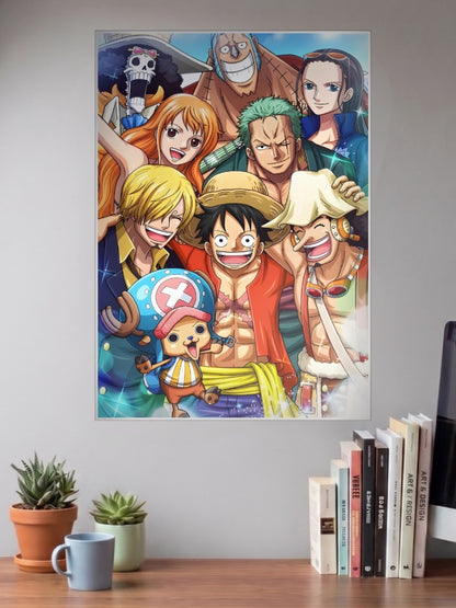 One Piece Crew Smiling Group Anime Poster