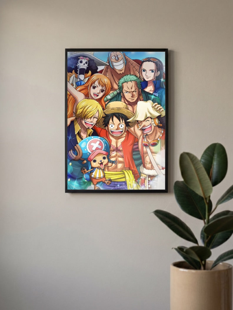 One Piece Crew Smiling Group Anime Poster