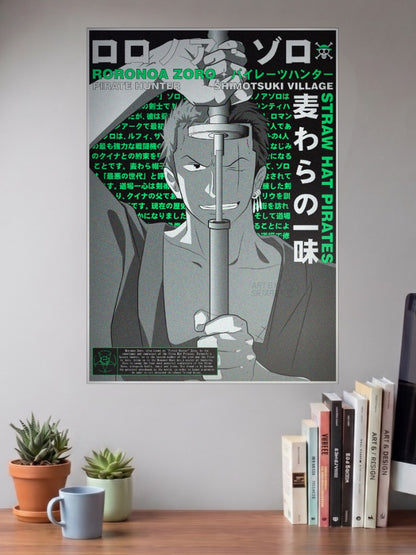 Zoro Pirate Hunter Bio Art Anime Poster
