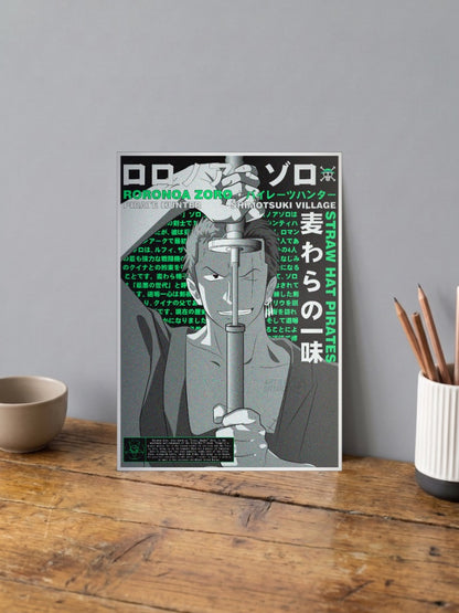 Zoro Pirate Hunter Bio Art Anime Poster