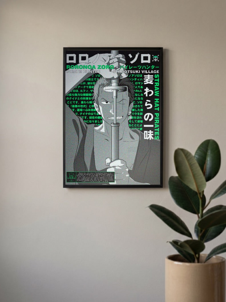 Zoro Pirate Hunter Bio Art Anime Poster