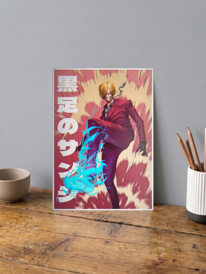 Sanji Black Leg Kick Art Anime Poster