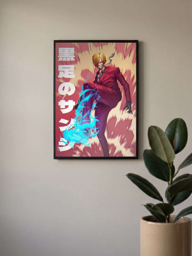 Sanji Black Leg Kick Art Anime Poster