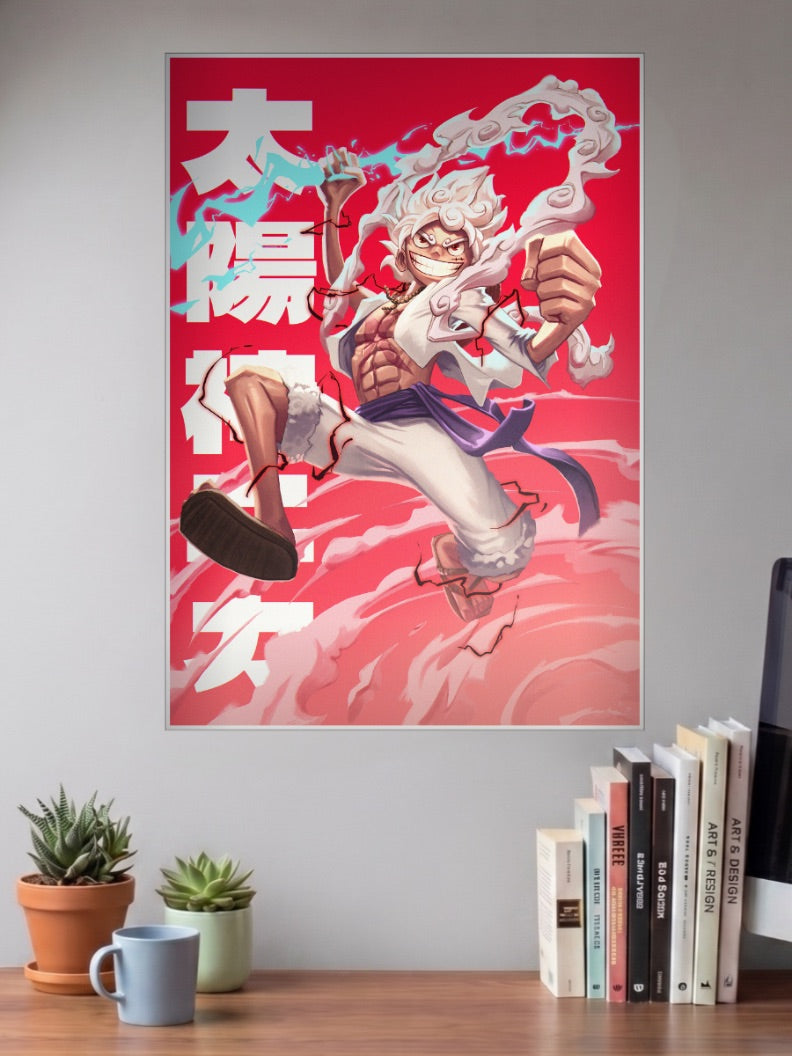 Luffy Gear 5 Sun God Art Anime Poster