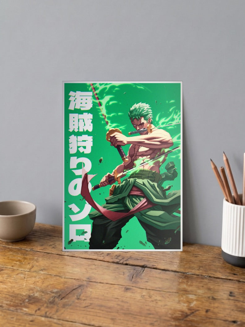 Zoro Pirate Hunter Green Art Anime Poster