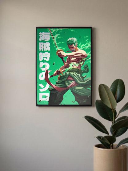 Zoro Pirate Hunter Green Art Anime Poster