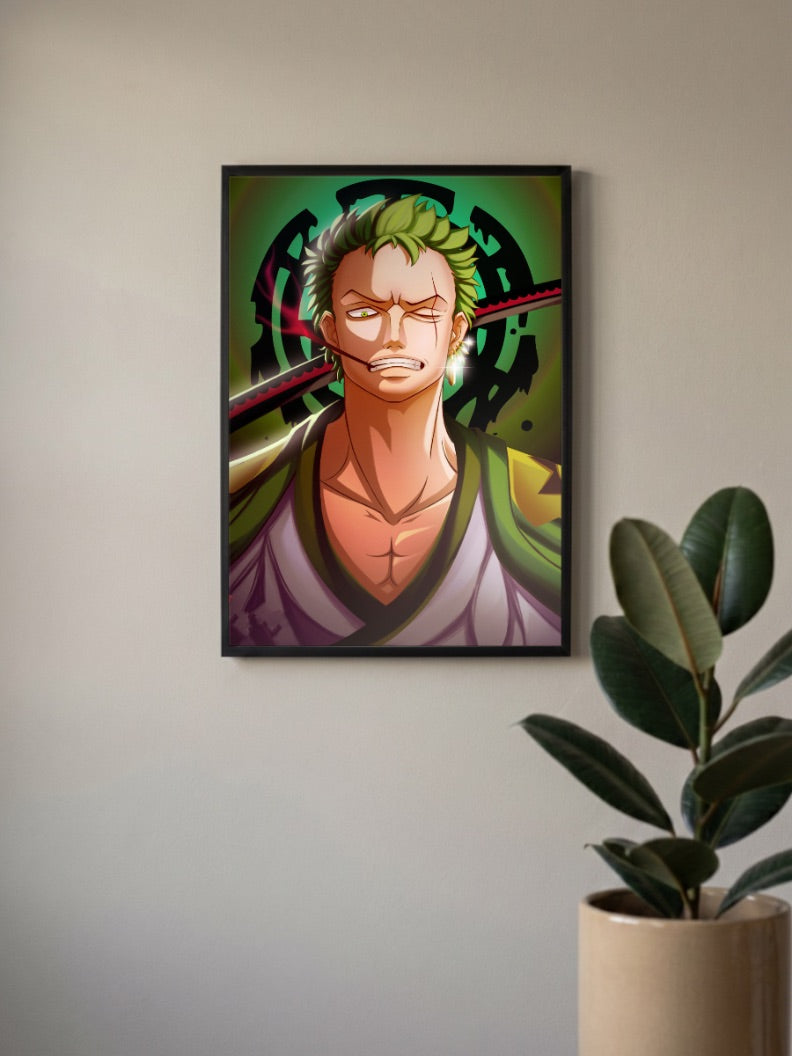 Zoro Demonic Aura Portrait Anime Poster