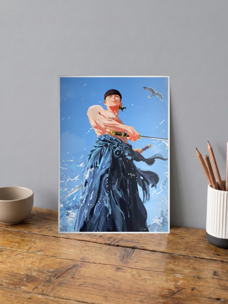 Zoro Ocean Sky Stance Anime Poster