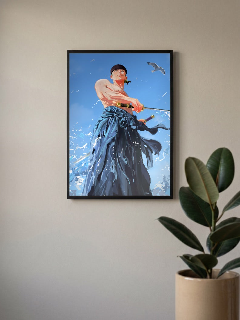 Zoro Ocean Sky Stance Anime Poster