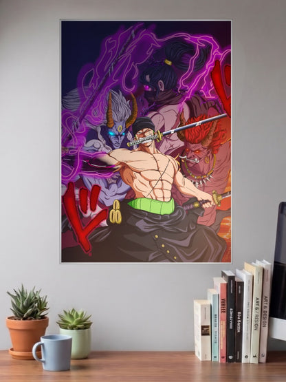 Zoro Versus Demon Trio Anime Poster