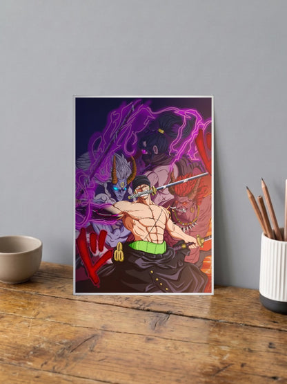 Zoro Versus Demon Trio Anime Poster