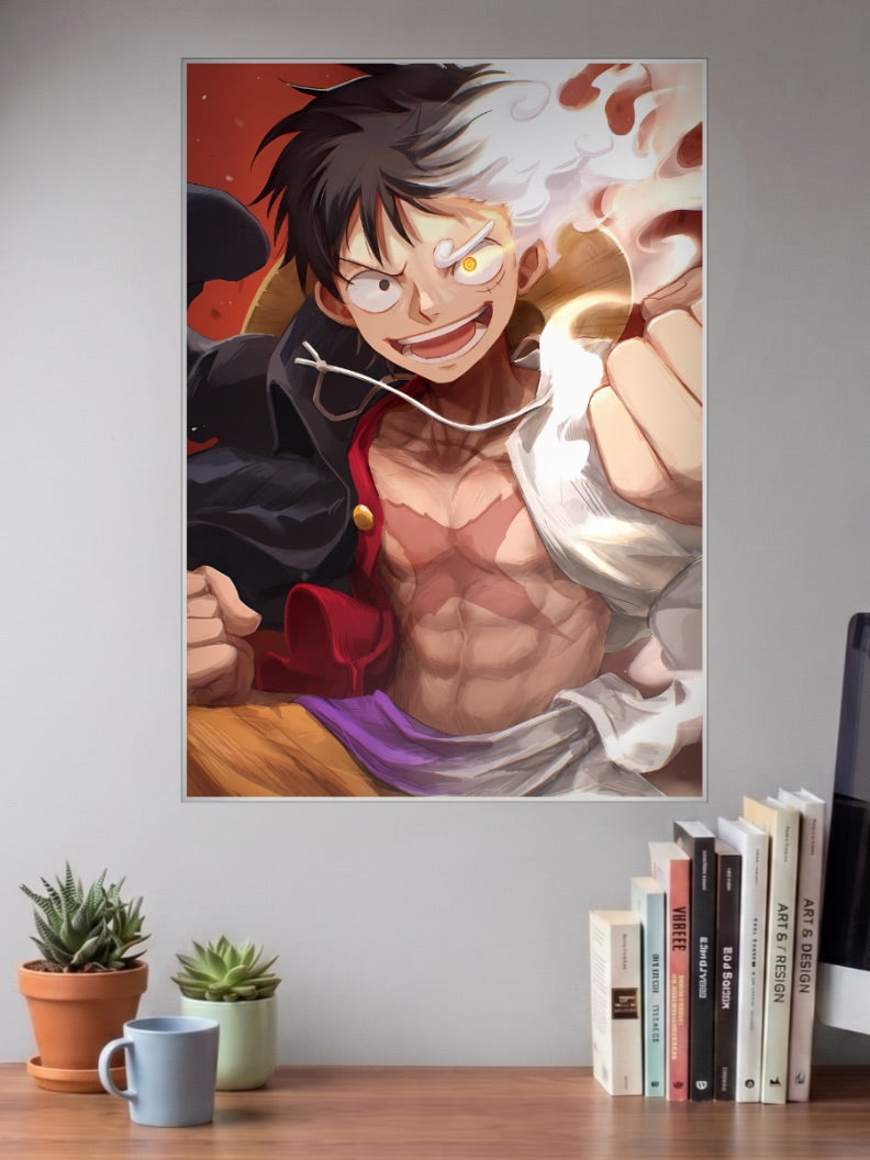 Luffy Gear 5 Fist Close Up Anime Poster