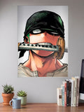 Zoro Sword Teeth Close Up Anime Poster