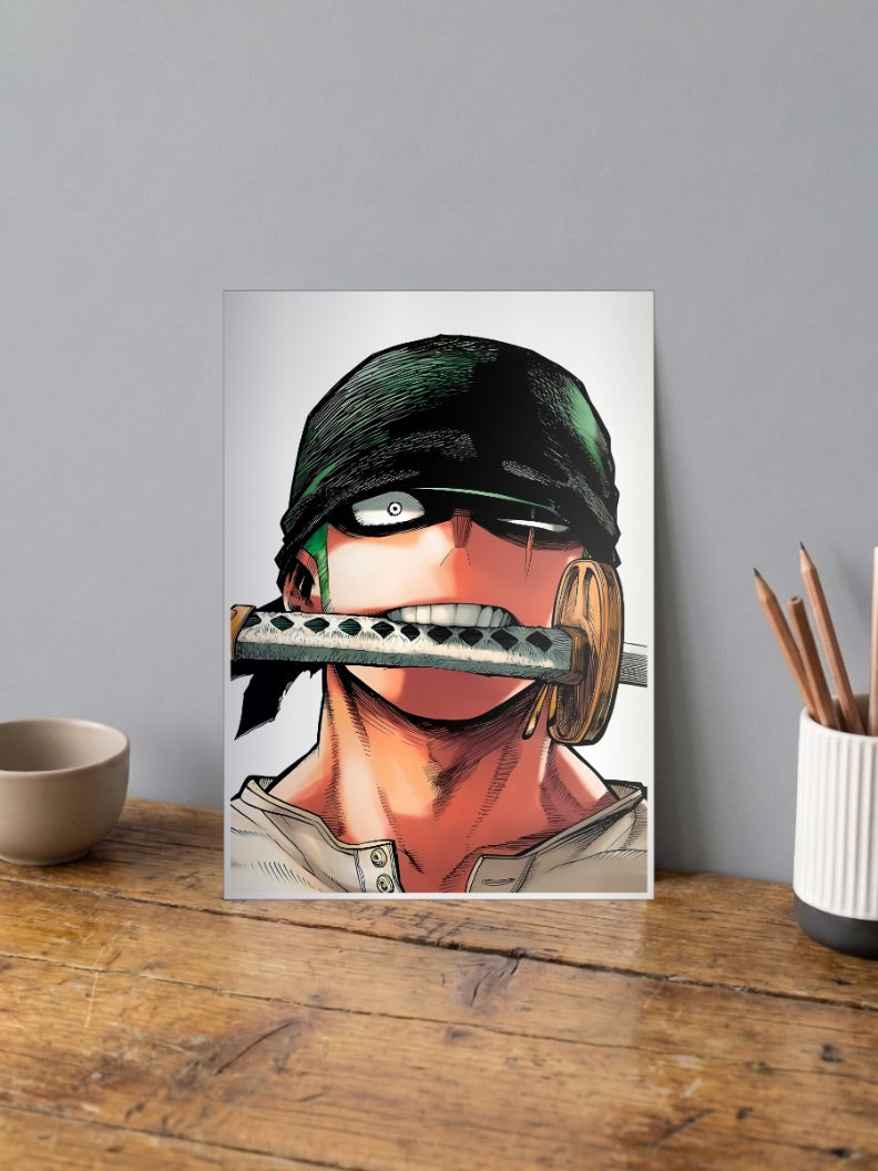 Zoro Sword Teeth Close Up Anime Poster