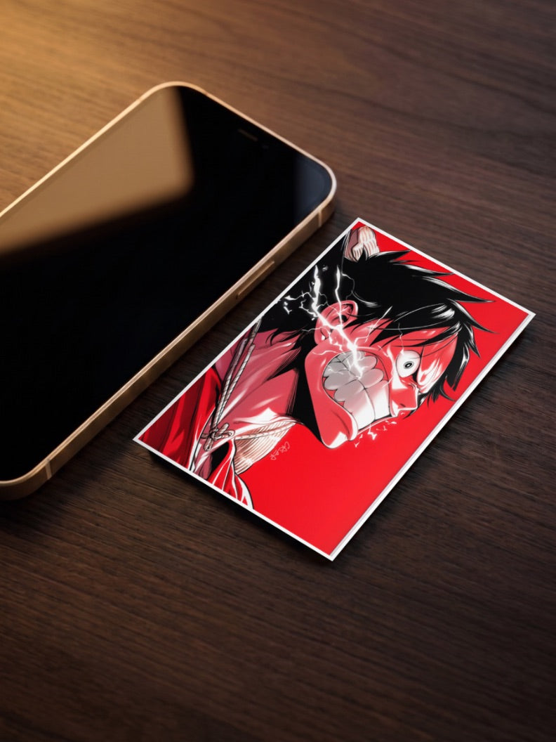 Luffy Red Lightning Close Up Anime Poster
