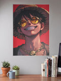 Luffy Sunglasses Gold Chain Anime Poster