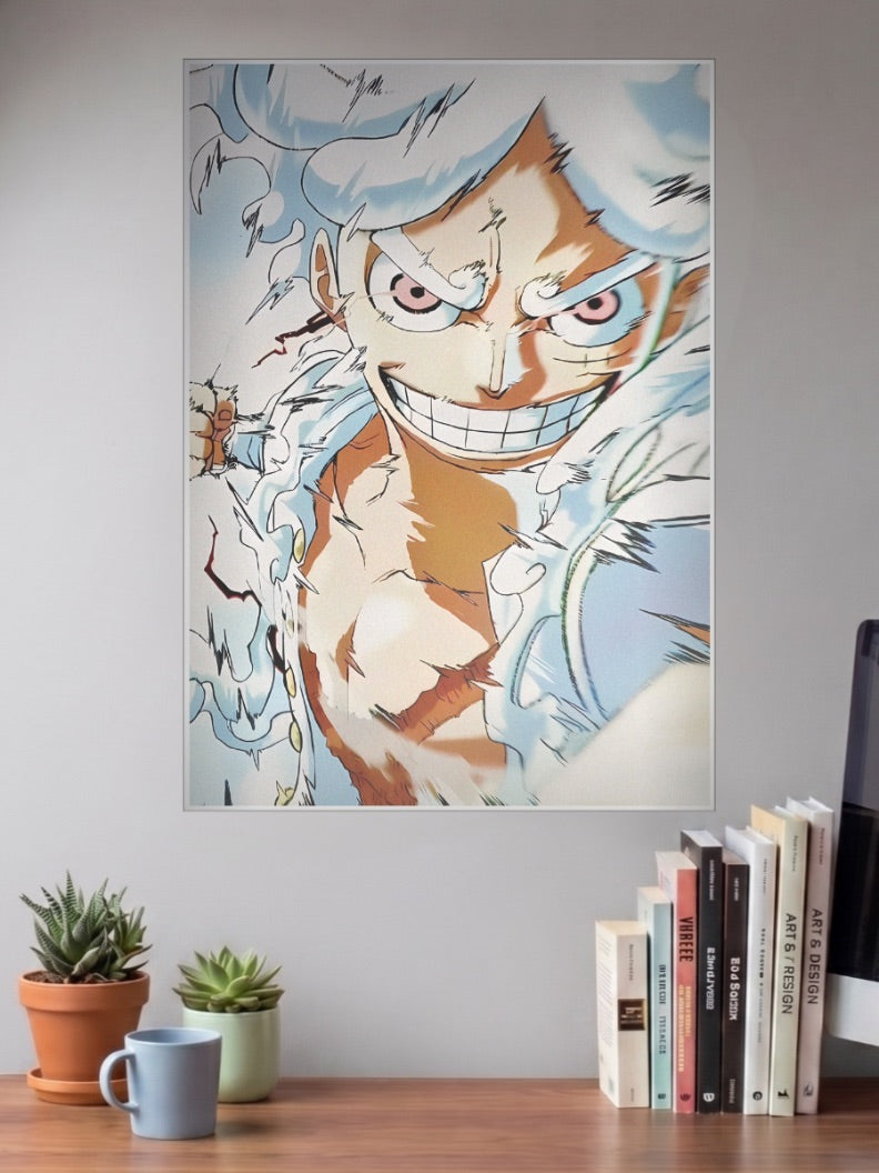 Luffy Gear 5 Laughing Close Up Anime Poster