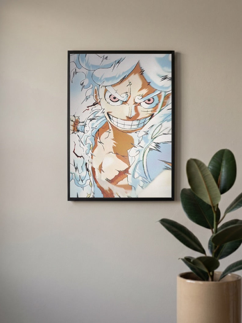 Luffy Gear 5 Laughing Close Up Anime Poster
