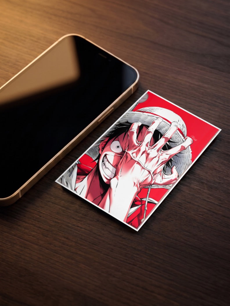 Luffy Hand Over Eye Art Anime Poster