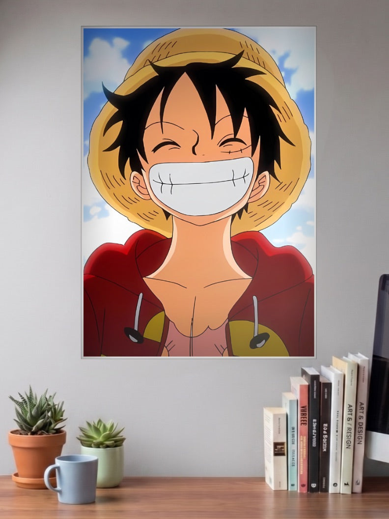 Luffy Straw Hat Simple Smile Anime Poster