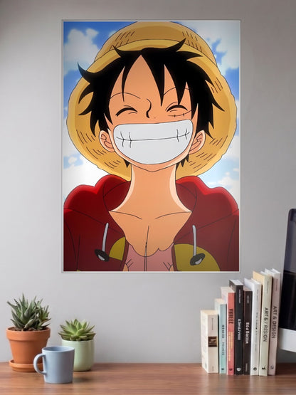 Luffy Straw Hat Simple Smile Anime Poster