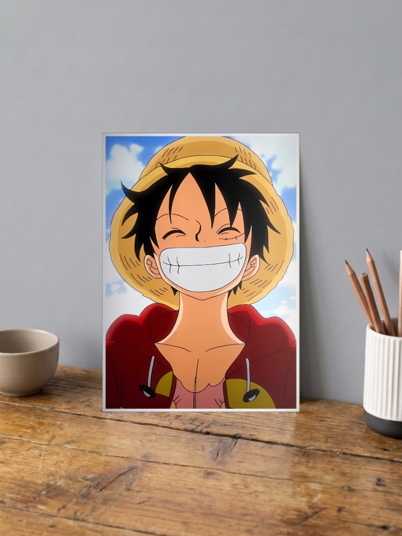 Luffy Straw Hat Simple Smile Anime Poster