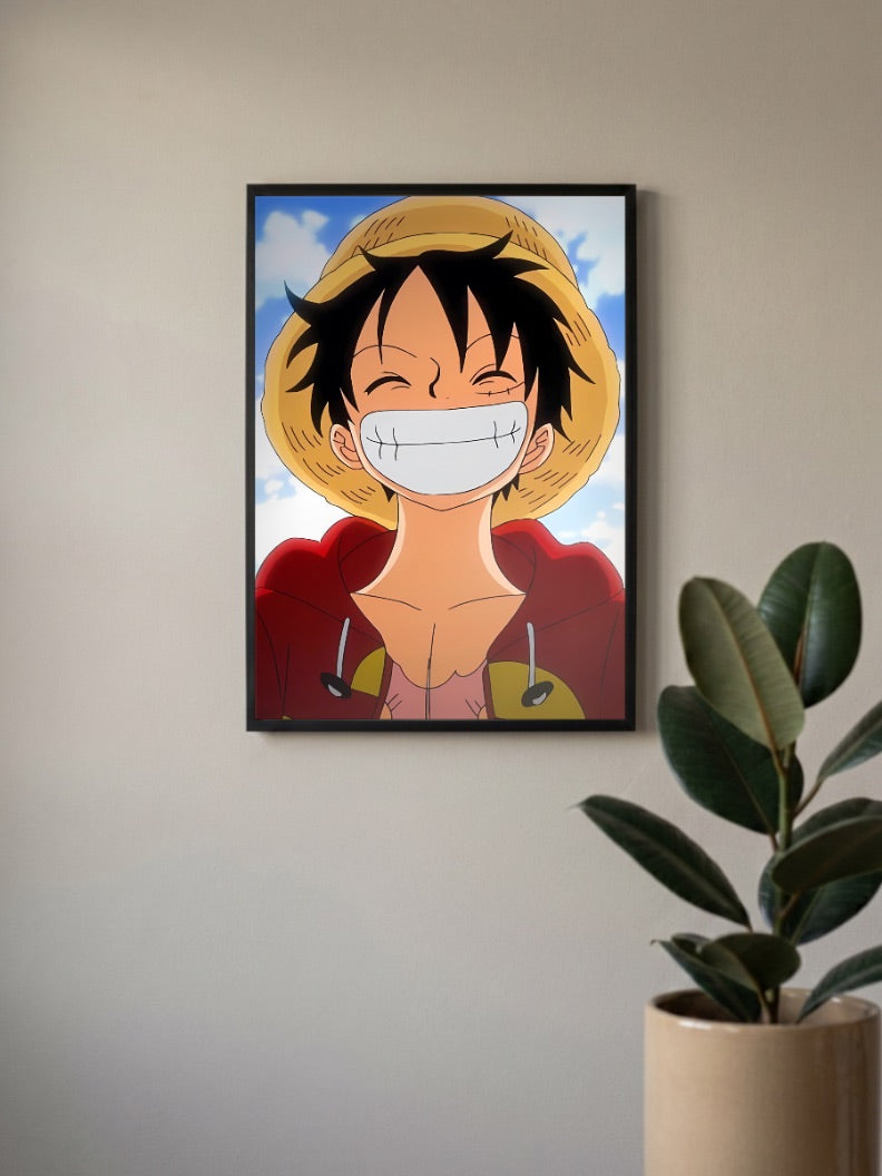 Luffy Straw Hat Simple Smile Anime Poster