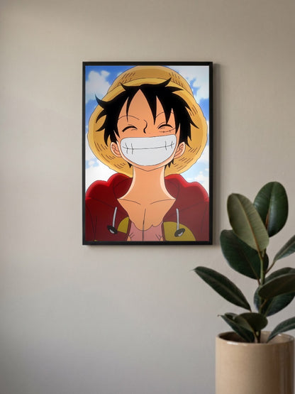 Luffy Straw Hat Simple Smile Anime Poster