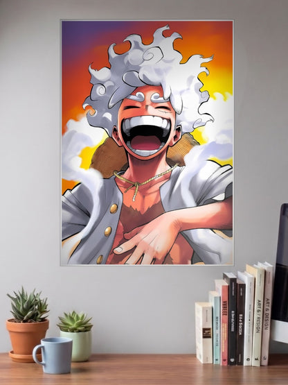 Luffy Gear 5 Purple Laugh Anime Poster