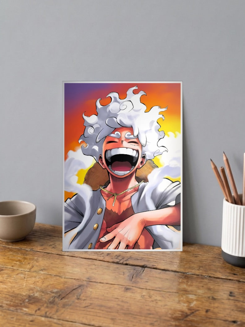 Luffy Gear 5 Purple Laugh Anime Poster