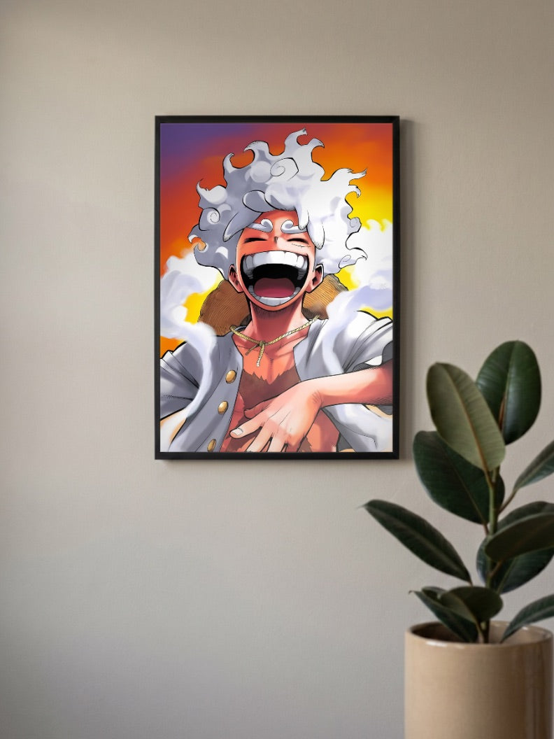Luffy Gear 5 Purple Laugh Anime Poster
