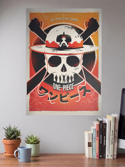 One Piece Pirates Coming Skull Anime Poster