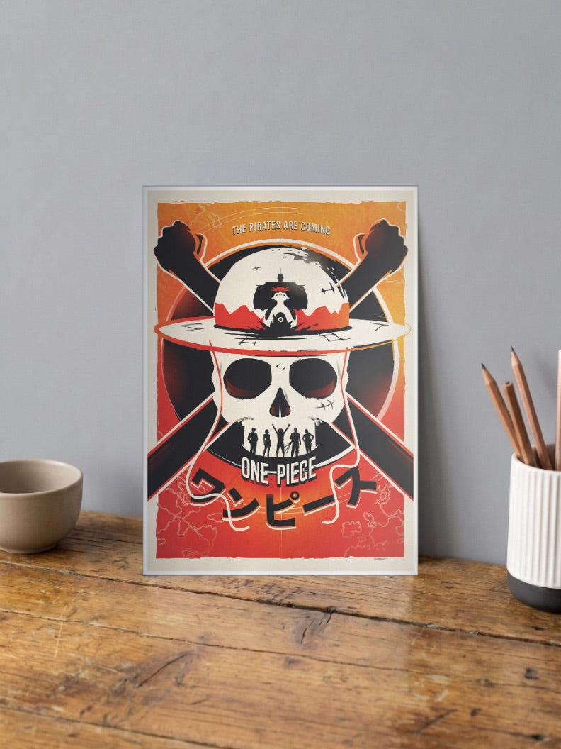 One Piece Pirates Coming Skull Anime Poster