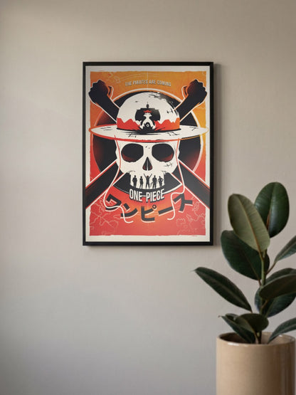 One Piece Pirates Coming Skull Anime Poster