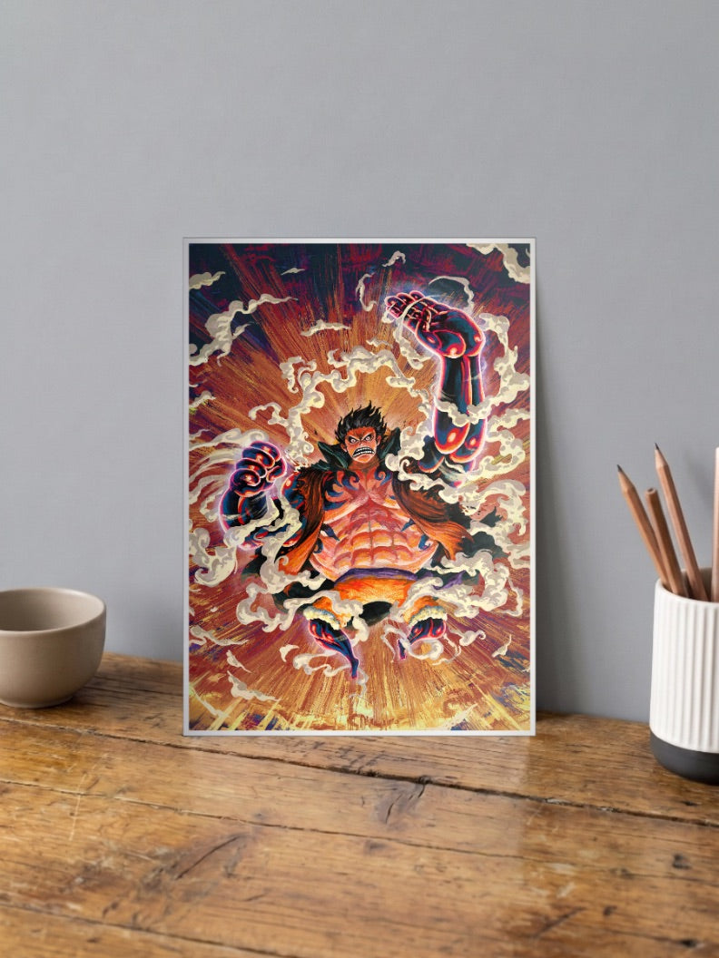 Luffy Gear 4 Boundman Art Anime Poster