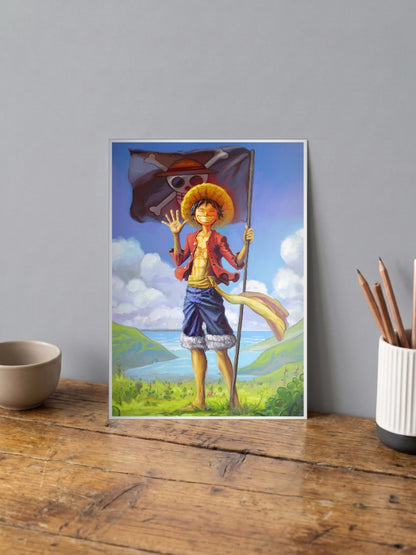 Luffy with Flag Poster