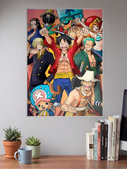 One Piece Group Celebration Art Anime Poster