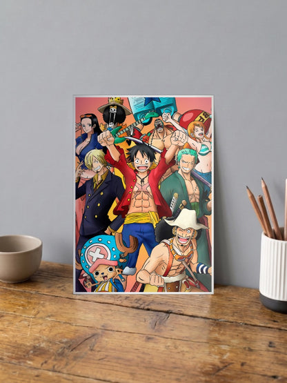 One Piece Group Celebration Art Anime Poster