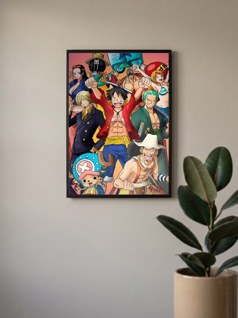 One Piece Group Celebration Art Anime Poster