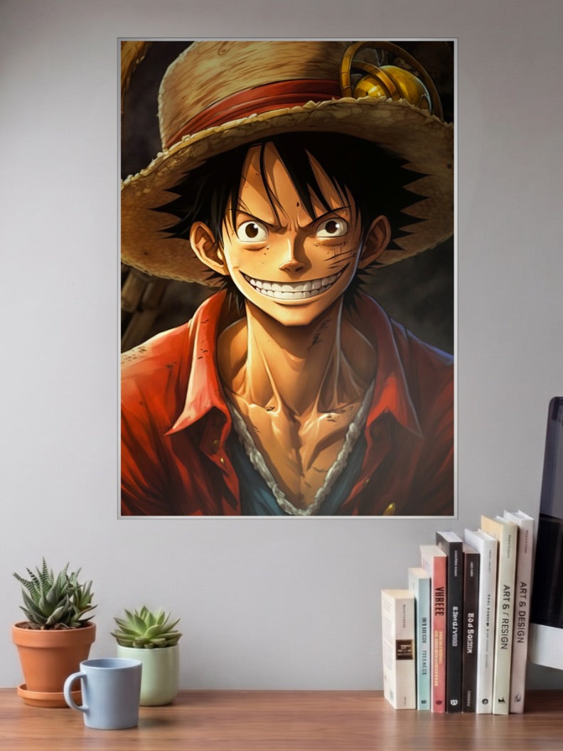 Luffy Determined Portrait Art Anime Poster