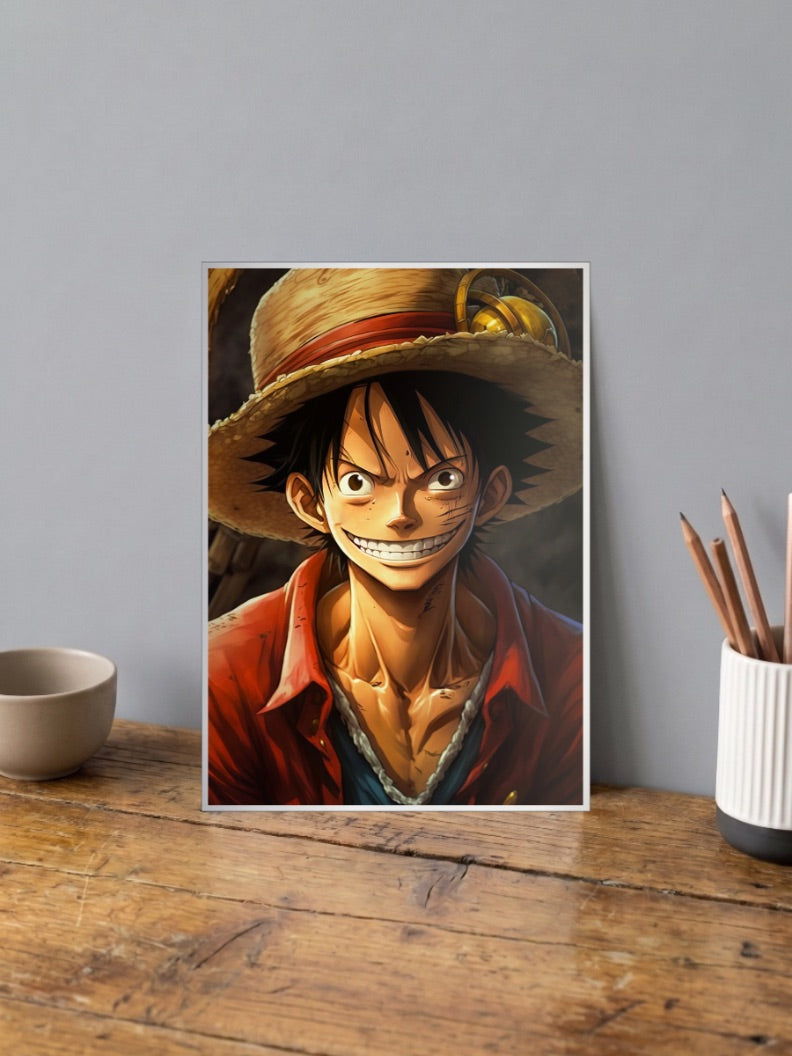 Luffy Determined Portrait Art Anime Poster