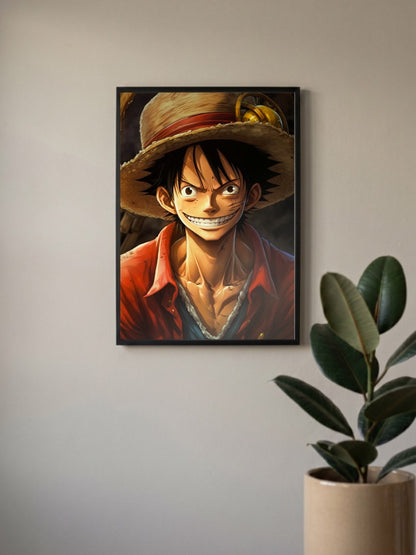 Luffy Determined Portrait Art Anime Poster