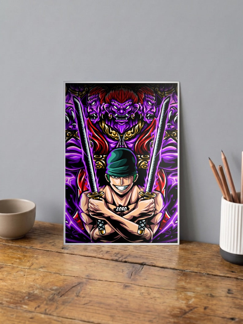 Zoro and red cyber punk Poster